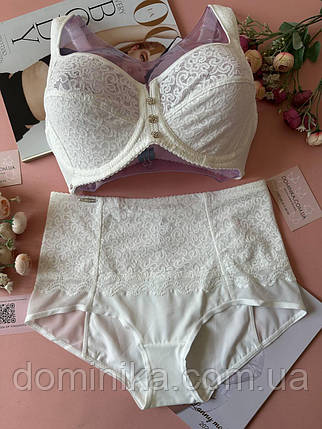 80/85/90/95D Комплект білизни мереживний бюстгальтер на кісточках + труси з високою посадкою білий, фото 1