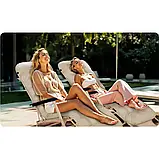 Шезлонг садовий + МАТРАЦ і підголівник ChillWell Luxury бежевий 286404 Розкладне крісло Лежак до 120кг, фото 8