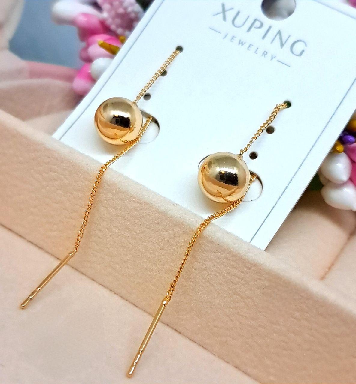 Сережки протяжки кульки медичне золото Xuping Розмір 75 мм × 8 мм Код 6005