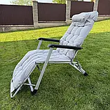 Шезлонг садовий з матрасом ChillWell Luxury сірий 286401 Лежак Розкладне крісло, фото 8