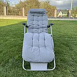 Шезлонг садовий з матрасом ChillWell Luxury сірий 286401 Лежак Розкладне крісло, фото 10