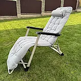 Шезлонг садовий з матрасом ChillWell Luxury світло сірий 286402 Лежак Розкладне крісло, фото 3