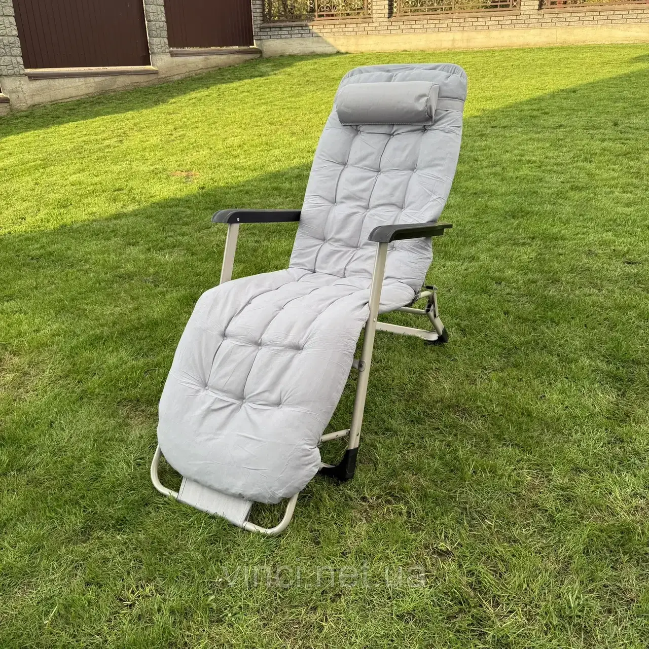 Шезлонг садовий з матрасом ChillWell Luxury світло сірий 286402 Лежак Розкладне крісло, фото 1