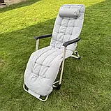 Шезлонг садовий з матрасом ChillWell Luxury світло сірий 286402 Лежак Розкладне крісло, фото 6