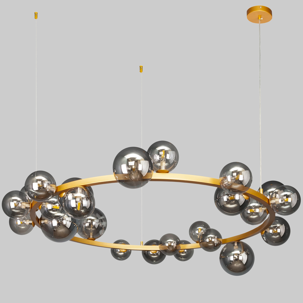 Золота  кругла люстра з кульок на 24 лампи "Bubbles" (918LP267-24 DDG+BK)