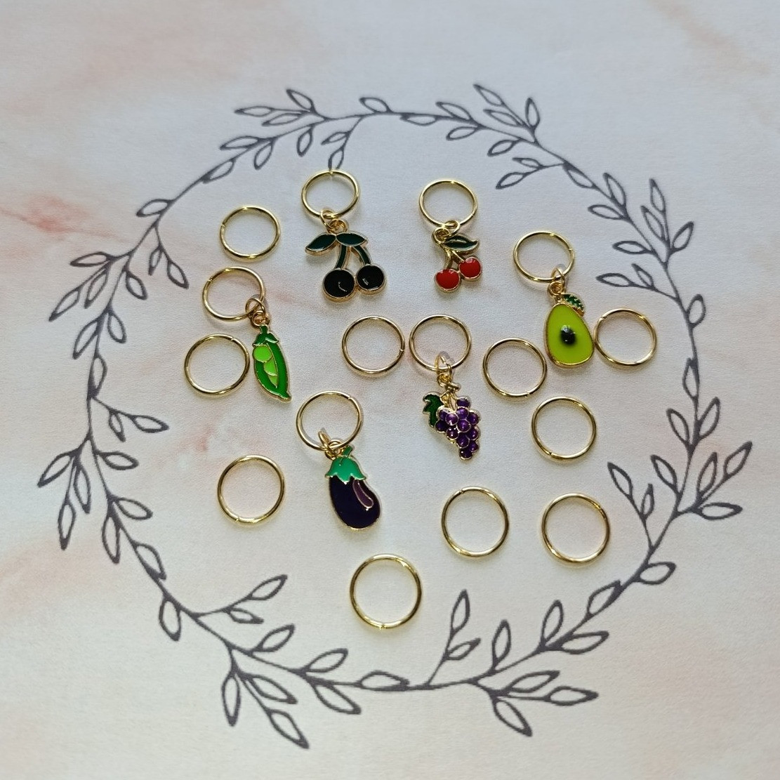 Набір прикрас для волосся 14: пірсинг для волосся з підвісками, золотисті кольоровими підвісками., фото 1