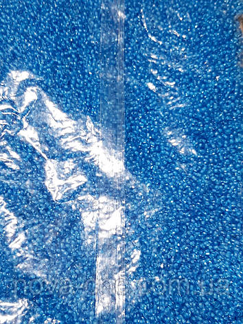 Бісер дрібний №12 прозорий з синьою серединкою 450 грам, фото 1