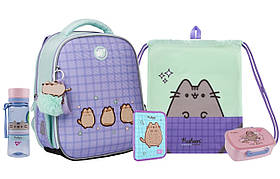 Шкільний набір YES H-100 Pusheen the Cat (рюкзак, пенал, сумка, ланчбокс, пляшка) 115-130 см