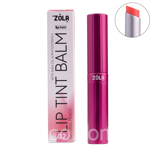 ZOLA Відтінковий бальзам для губ Lip Tint Balm (02 Peach Natural)
