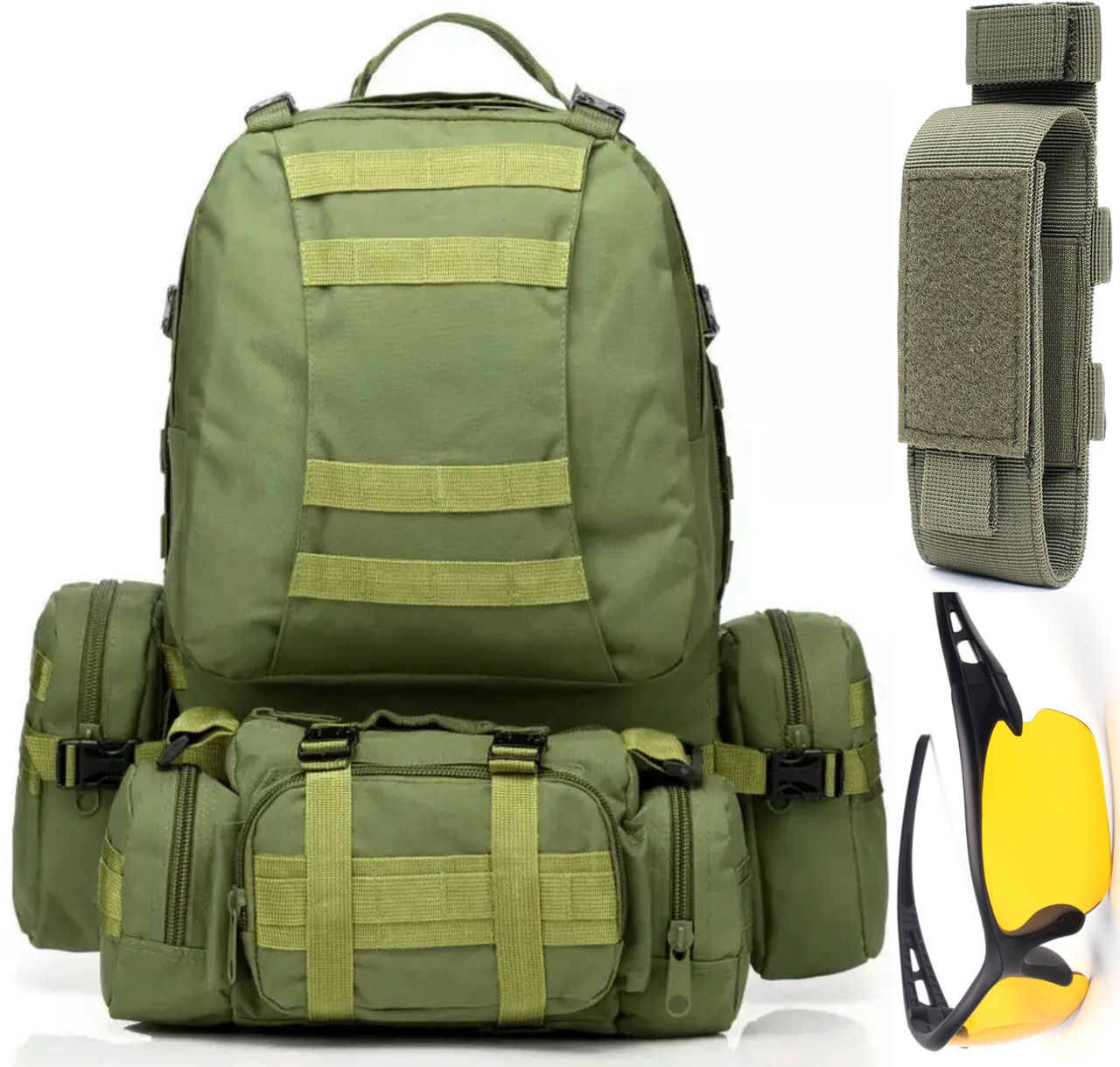 Рюкзак тактичний із підсумками Eagle B08 55 літр Green Olive