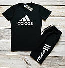 Чоловічий літній костюм Adidas Футболка + Шорти чорно-білий Адідас на літо, фото 3