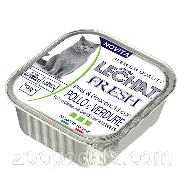 Вологий корм для котів Monge (Монж) Lechat Excellenc Cat Fresh курка з овочами 0.1 кг 32 шт, фото 1