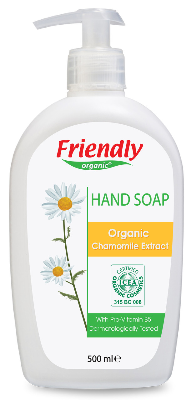 Органічне рідке мило для рук Friendly Organic з екстрактом ромашки 500 мл., фото 1