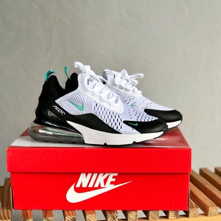 Чоловічі кросівки Найк Аір Макс 270 білі з синім Nike Air Max 270 White Blue текстиль сітка балон весна літо