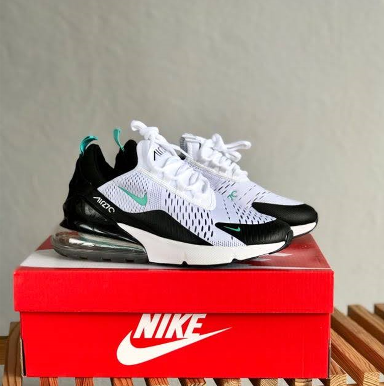 Чоловічі кросівки Найк Аір Макс 270 білі з синім Nike Air Max 270 White Blue текстиль сітка балон весна літо
