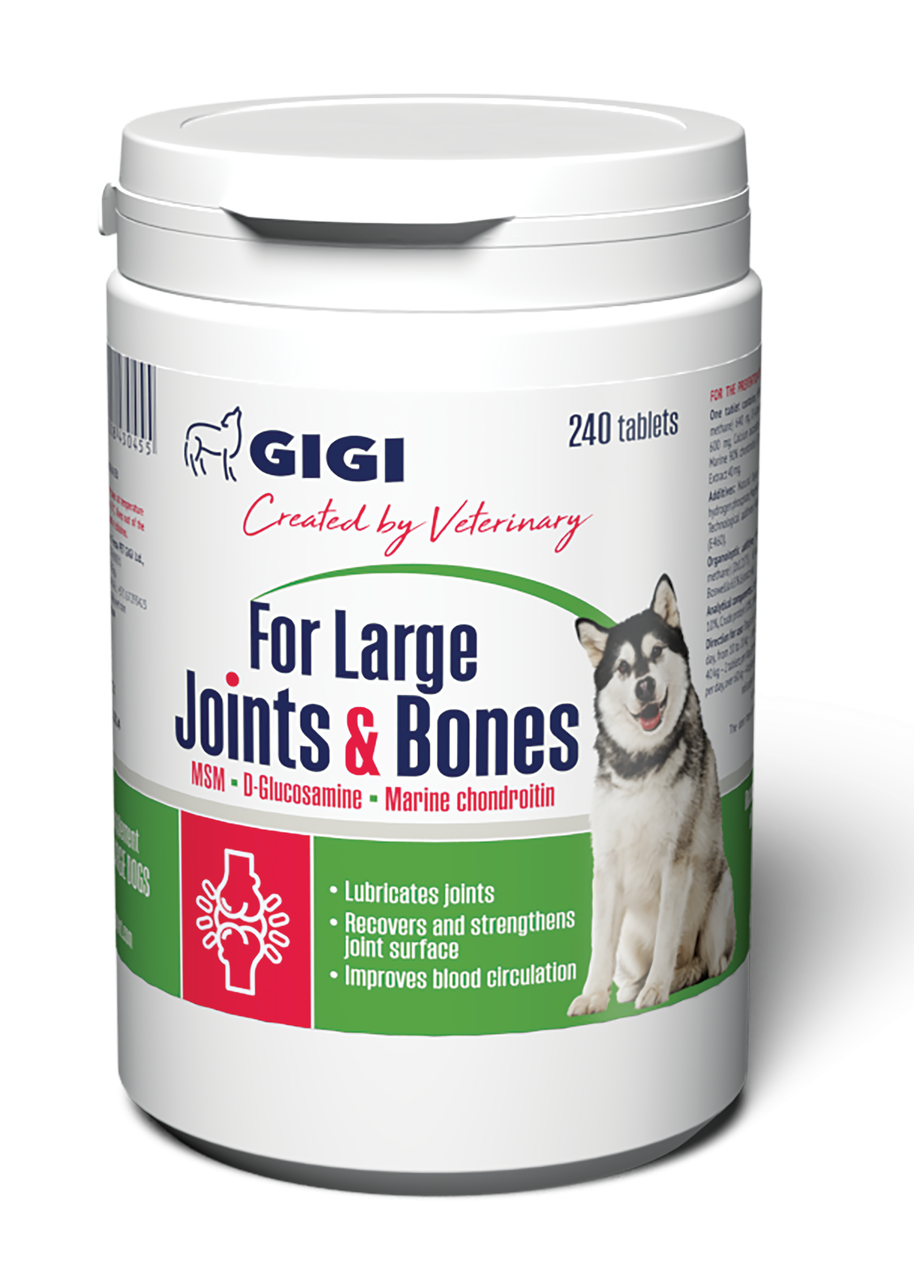 GIGI For Large Joints & Bones вітаміни для зміцнення та відновлення суглобів у собак великих порід 240 таб