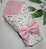 Конверт ковдра на виписку для новонародженого, ошатний, осінній, бавовняний для дівчинки