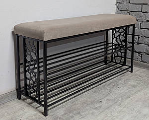 Банкетка, полиця для взуття, пуфик зі спинкою, передпокій кований, поличка з м'ягким сидінням Сафарі 100