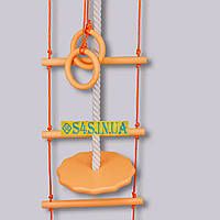 Дитячий мотузковий набір для шведської стінки з дерева набір підвісний «ЕЛІТ» з тарзанкою, золото