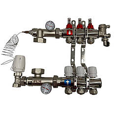 Колектор для теплої підлоги Polmark 3 контури (Латунь) у зборі без насоса Польща