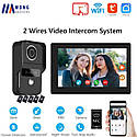 Система відеодомофона 5в1 з NFC розблокуванням, 2 дротова, 7" сенсорний IPS. Video doorphone XSL-0118. Tuya, фото 3