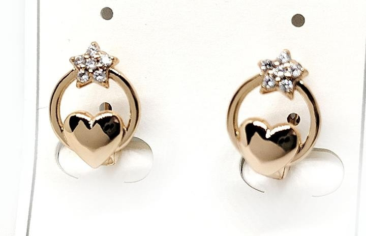 Сережки для дівчини молодіжні Серце та зірка, фото 1