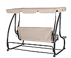 Тримісна гойдалка з навісом для саду, гойдалка садова для 3 чоловік Бонро Garden BW-002 бежева, фото 3