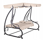 Тримісна гойдалка з навісом для саду, гойдалка садова для 3 чоловік Бонро Garden BW-002 бежева, фото 4