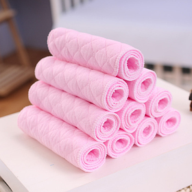 Вкладиш котоновий 3-х шаровий для багаторазових підгузників кольоровий 45х16 см. Колір Рожевий.