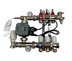 Колектор для теплої підлоги Polmark 3 контуру (латунь) в зборі з частотним насосом