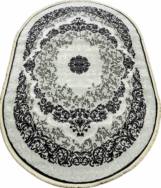 Турецький ворсовий килим сірий овальний 200*300 см GRANADA 3279A D.Grey/L.Grey