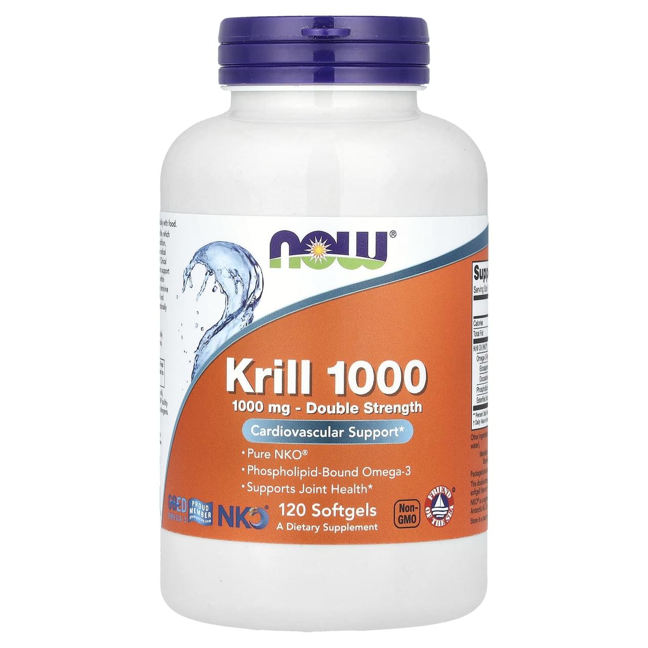 Масло криля Neptune, Krill, Now Foods, подвійна сила, 1000 мг, 120 капсул