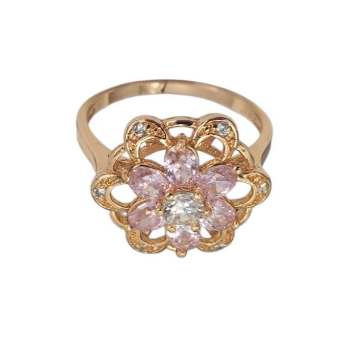 Каблучка «Квітка» лимонна позолота 17 розмір, фото 1