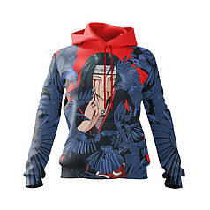 Худі жіноче з принтом «Учіха Ітачі з воронами. Наруто. Itachi Uchiha with crows»