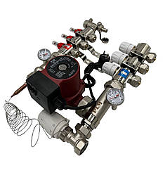 Колектор для теплої підлоги Polmark 3 контури (Латунь) у зборі з циркуляційним насосом Польща