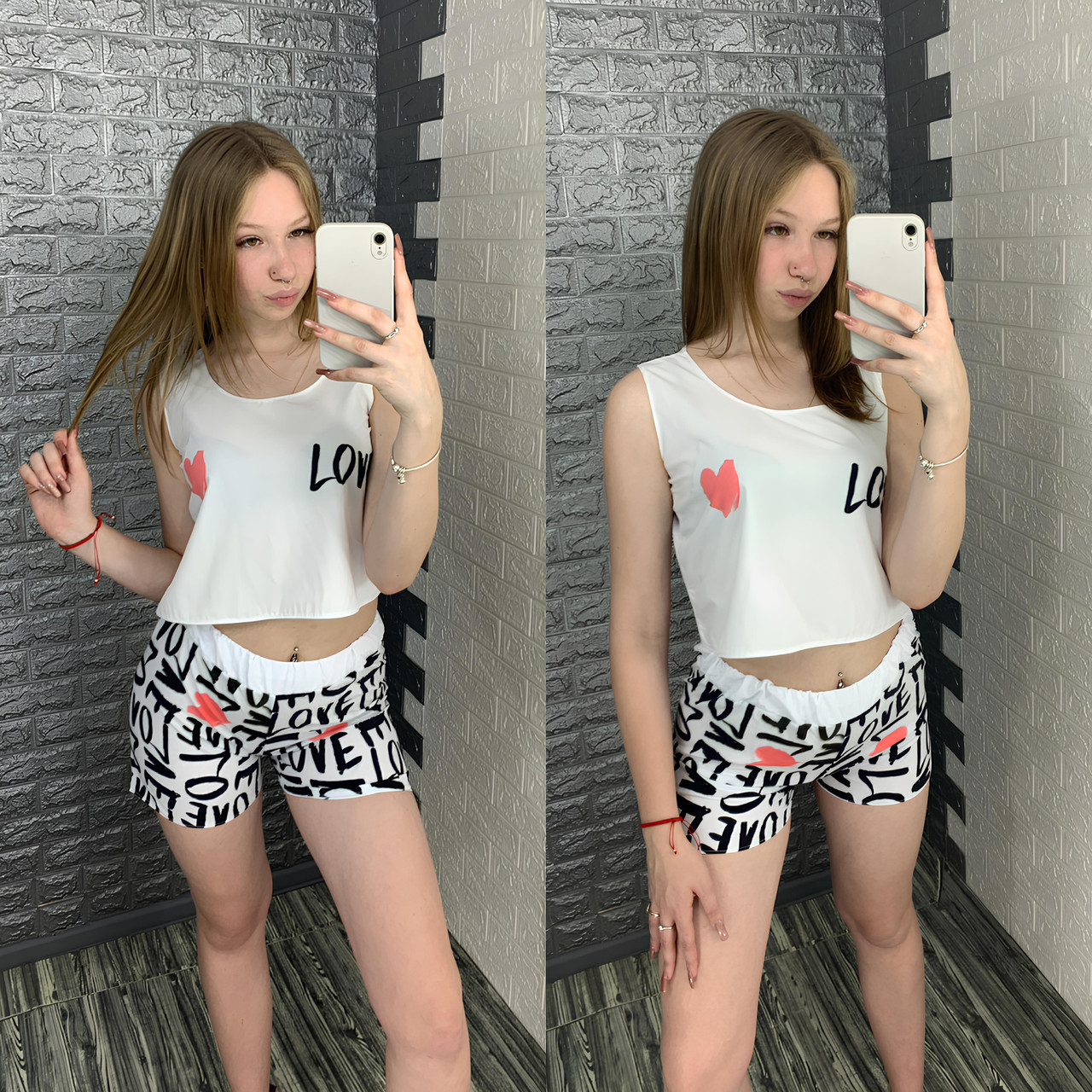 Жіноча літня піжама з принтом Love