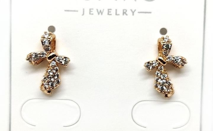 Сережки жіночі стрази Бантики, фото 1