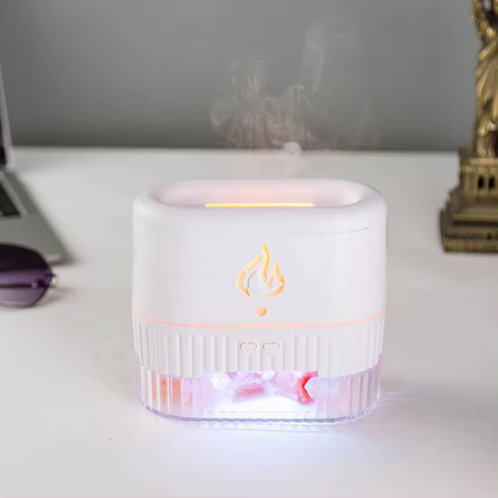 Зволожувач повітря з підсвіткою і соляними каменями Ефект полум'я Aroma Diffuser FT-1933, фото 1