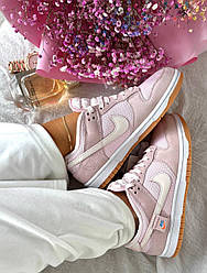 Жіночі кросівки Nike SB Dunk Low Pink White Рожеві Взуття Найк СБ Данк низькі шкіряні демісезон