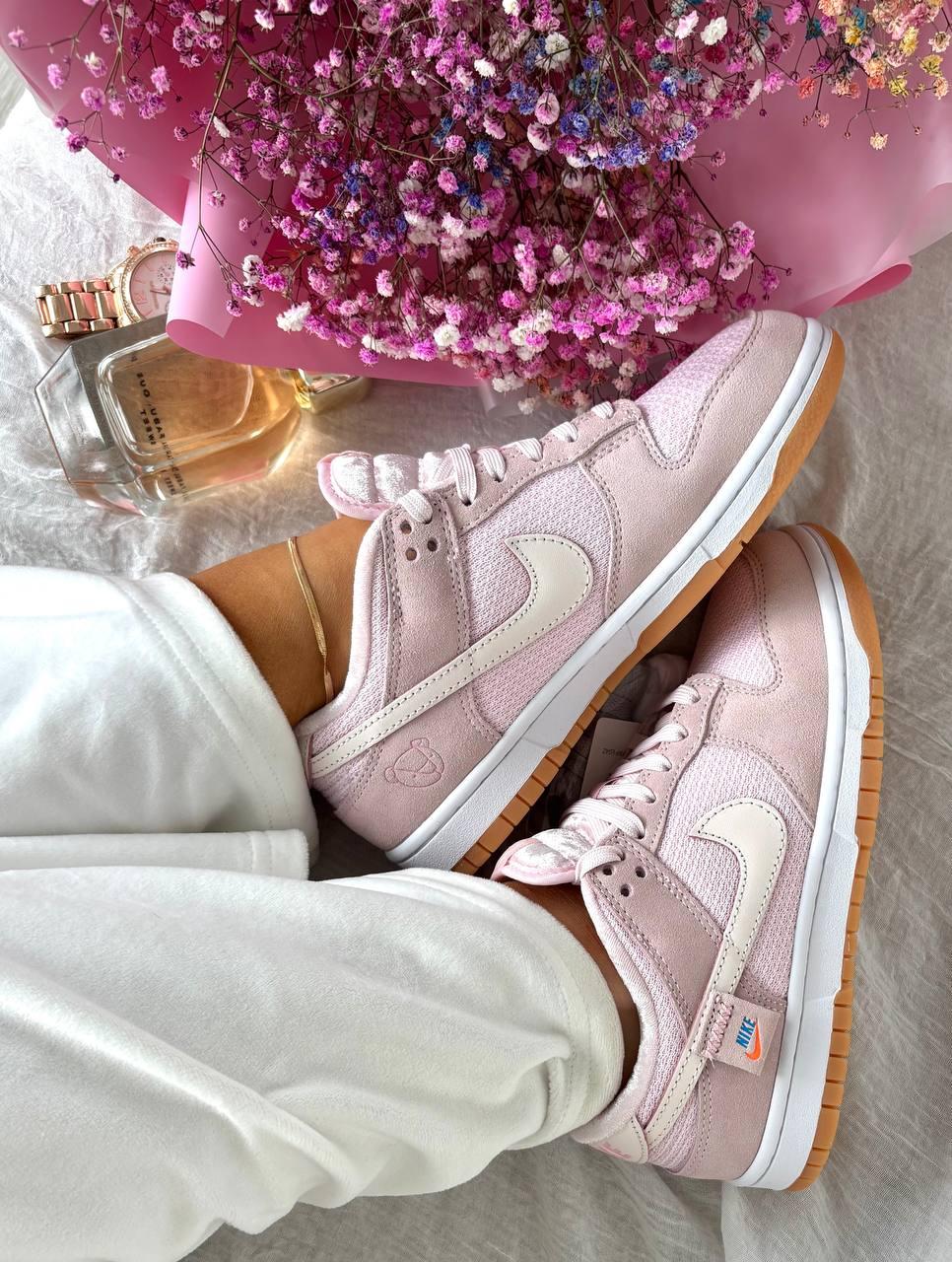 Жіночі кросівки Nike SB Dunk Low Pink White Рожеві Взуття Найк СБ Данк низькі шкіряні демісезон
