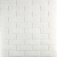 3д панель стінова декоративна Біла цегла самоклеючі 3d панелі для стін 700x770x3мм Глянець (1-3мм-ГЛ)