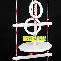 Дитячий мотузковий набір для шведської стінки з дерева набір підвісний «ЕЛІТ» з тарзанкою, білий