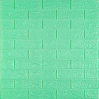 3д панель стінова декоративна Зелена Цегла М'ята самоклеючі 3d панелі для стін 700x770x3мм (12-3мм)