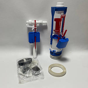 Набір для унітазу двухкнопковий зливний механізм + поплавок 1/2 бок. пласт (01971)