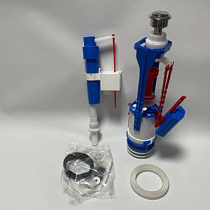 Набір для унітазу двокнопковий зливний механізм + поплавок 1/2 низ. пласт (02109)