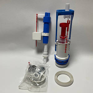 Набір для унітазу однокнопковий зливний механізм + поплавок 1/2 низ. пласт (02110)