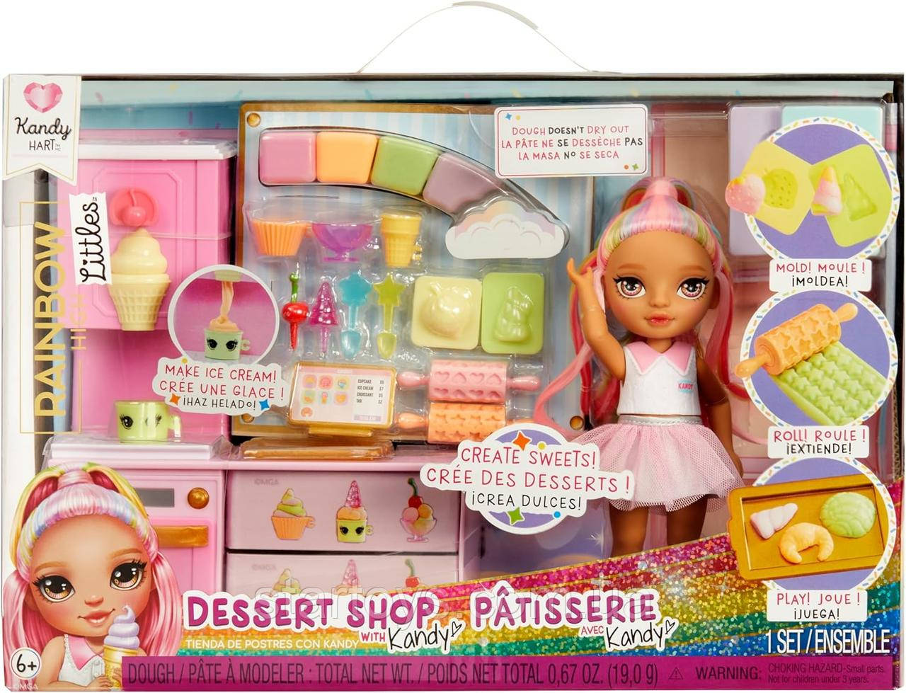 Ігровий набір ляльок Рейнбоу Хай Канді та Кондитерська Rainbow High Littles Dessert Shop Playset + Small Doll