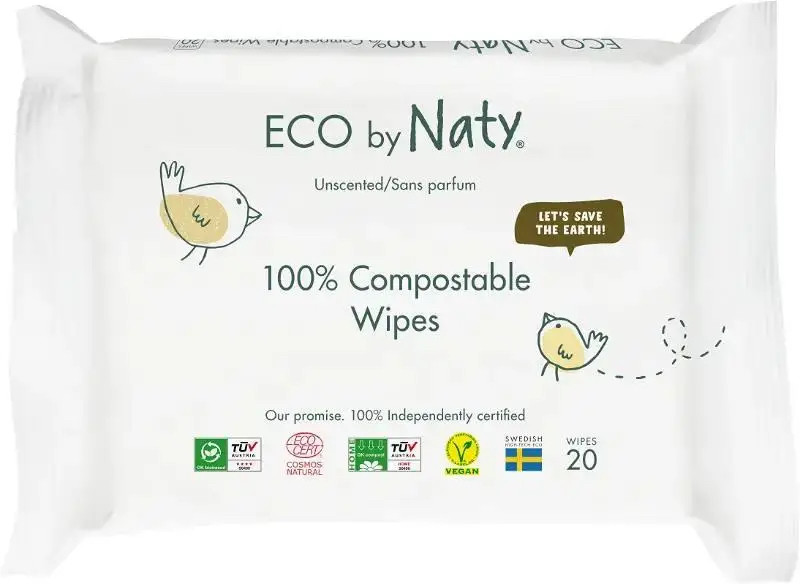 Органічні серветки Eco by Naty без запаху для подорожей, 20 шт., фото 1
