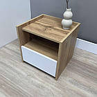Тумба приліжкова колір дуб аппалачі з білим 1 шухляда та відкрита полиця h39*36*36 см, фото 2