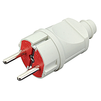 Виделка штепсельна EL-001 пряма із заземленням, біла